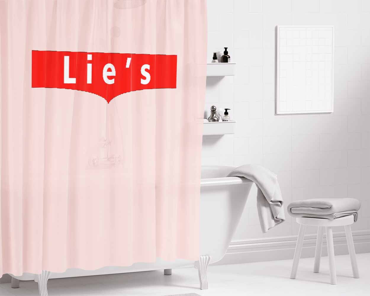 Lies Strauss Levis Brand Pink Bathroom Shower Curtain Fabric Waterproof | 66 X 72 Inch
