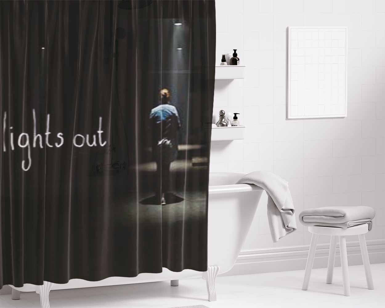 Lights Out Bathroom Shower Curtain Fabric Waterproof | 66 X 72 Inch
