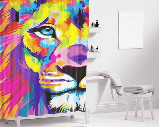 Lion Urban Art Bathroom Shower Curtain Fabric Waterproof | 66 X 72 Inch