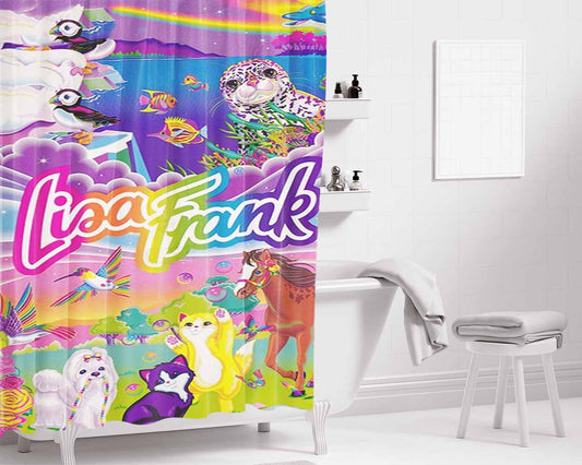 Lisa Frank Logo Bathroom Shower Curtain Fabric Waterproof | 66 X 72 Inch