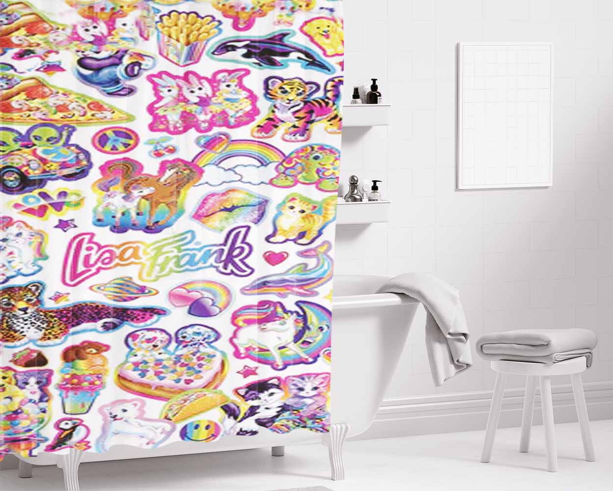 Lisa Frank Pattern Bathroom Shower Curtain Fabric Waterproof | 66 X 72 Inch