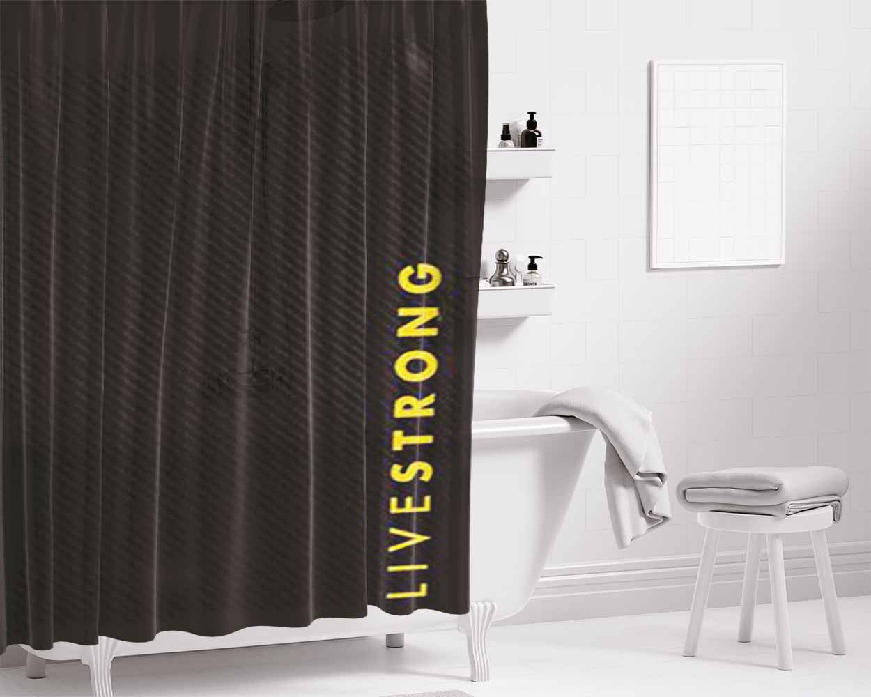 Livestrong Carbon Pattern Bathroom Shower Curtain Fabric Waterproof | 66 X 72 Inch