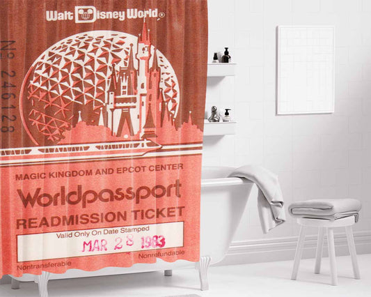 Logo Epcot Ticket 2 Bathroom Shower Curtain Fabric Waterproof | 66 X 72 Inch