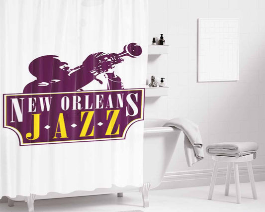 Logo New Orleans Jazz Bathroom Shower Curtain Fabric Waterproof | 66 X 72 Inch