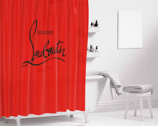 Louboutin Logo Bathroom Shower Curtain Fabric Waterproof | 66 X 72 Inch