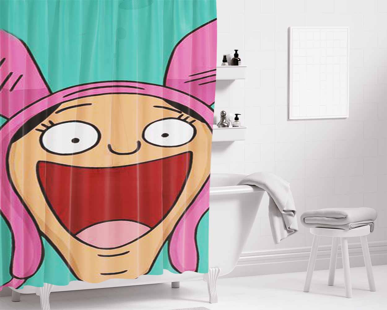 Louise Belcher Bob'S Burger Bathroom Shower Curtain Fabric Waterproof | 66 X 72 Inch