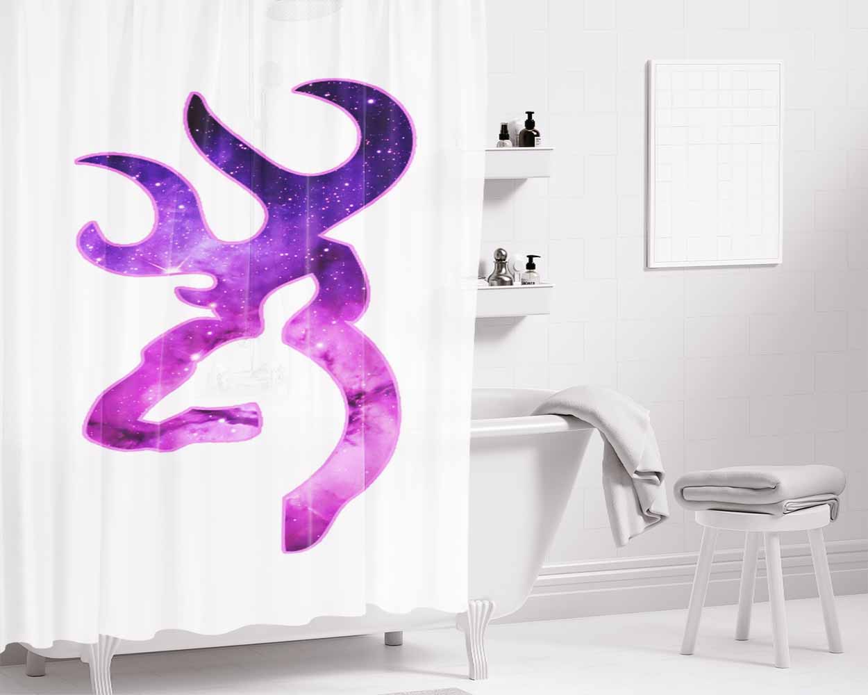 Love Browning Deer Camo Boy 2 Bathroom Shower Curtain Fabric Waterproof | 66 X 72 Inch