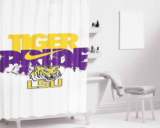Lsu Tigers Nike Logo Bathroom Shower Curtain Fabric Waterproof | 66 X 72 Inch
