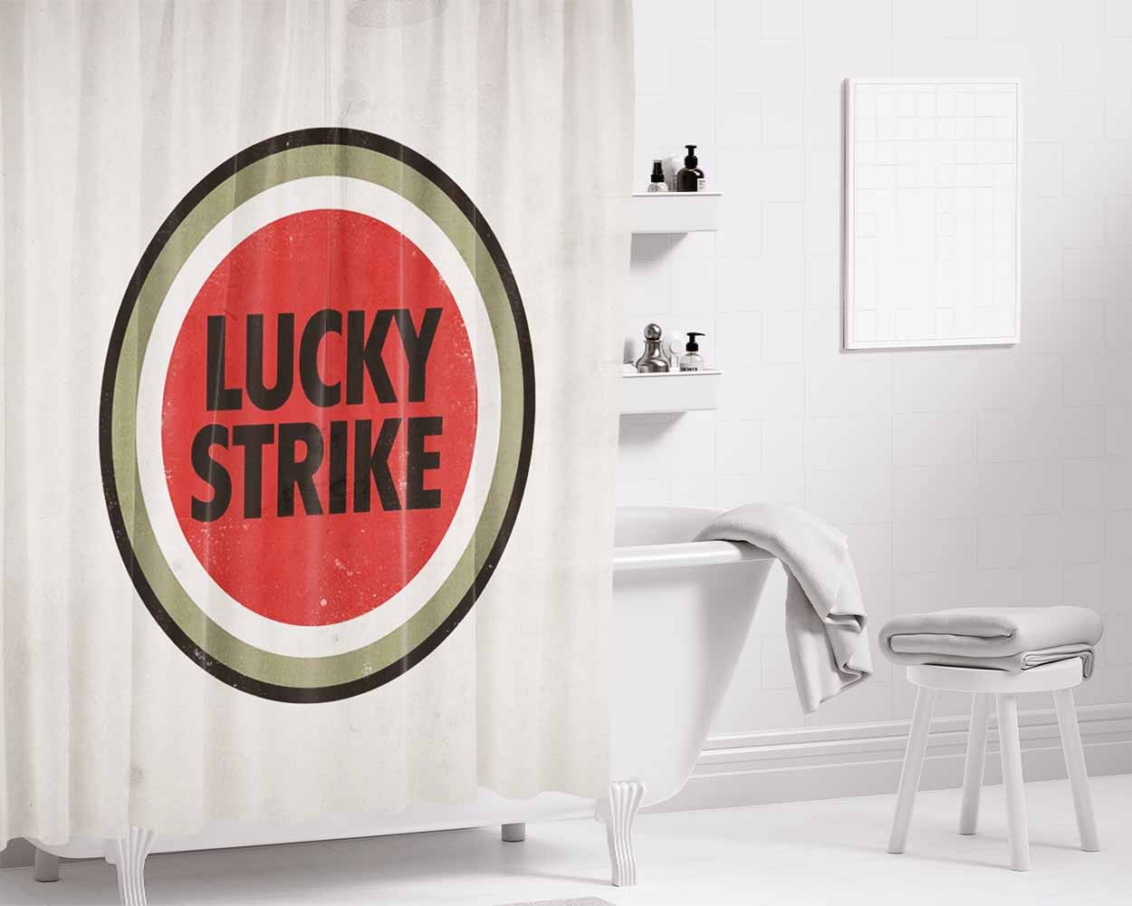 Lucky Strike Bathroom Shower Curtain Fabric Waterproof | 66 X 72 Inch