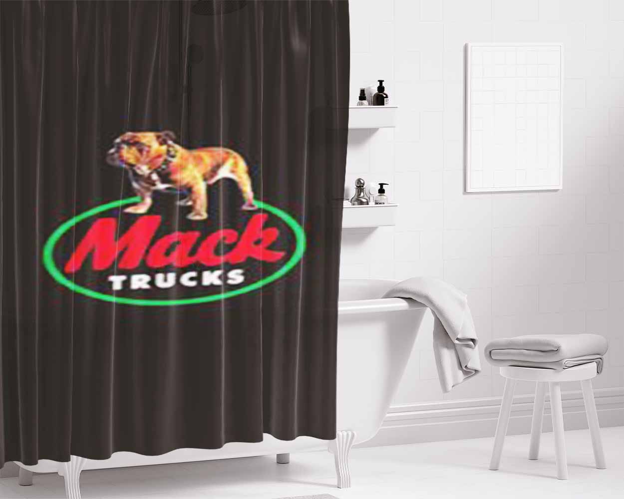 Mack Truck Black Logo Bathroom Shower Curtain Fabric Waterproof | 66 X 72 Inch
