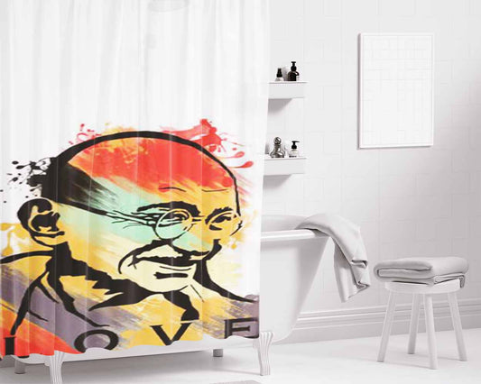 Mahatma Gandhi Bathroom Shower Curtain Fabric Waterproof | 66 X 72 Inch