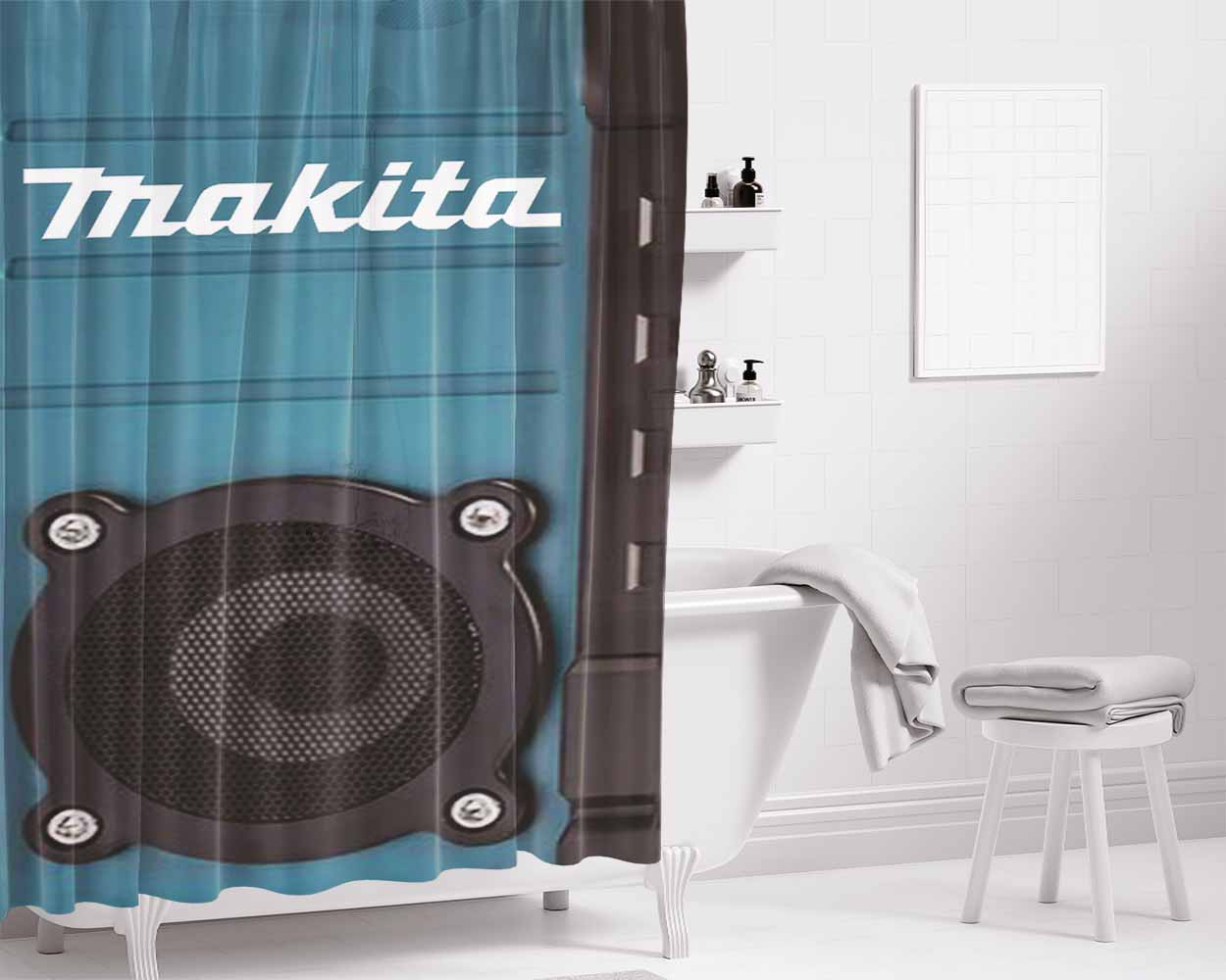 Makita Speaker Bluetooth Bathroom Shower Curtain Fabric Waterproof | 66 X 72 Inch