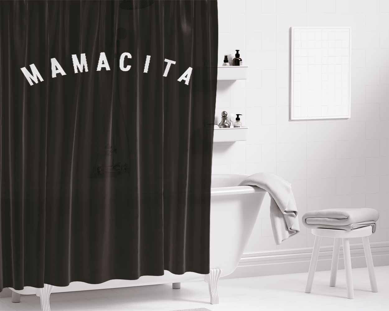 Mamacita Gifts For Mom Life Bathroom Shower Curtain Fabric Waterproof | 66 X 72 Inch