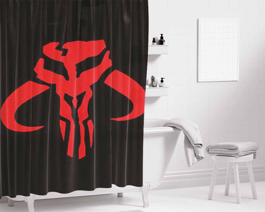 Mandalorian Skull Boba Fett Bathroom Shower Curtain Fabric Waterproof | 70 X 69 Inch