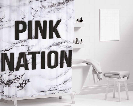 Marble Pink Nation Bathroom Shower Curtain Fabric Waterproof | 66 X 72 Inch