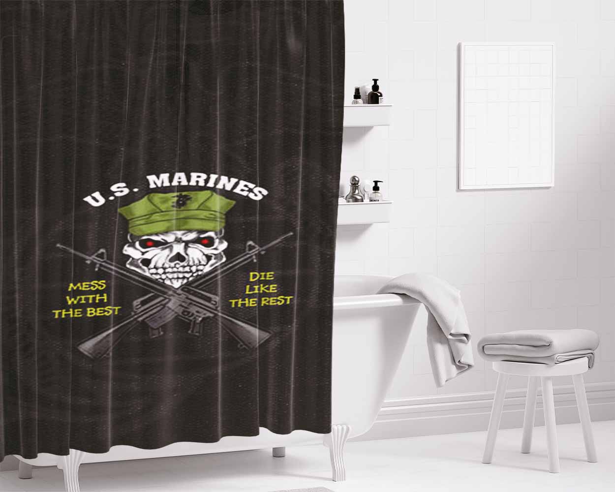 Marines Mess With The Best Bathroom Shower Curtain Fabric Waterproof | 66 X 72 Inch