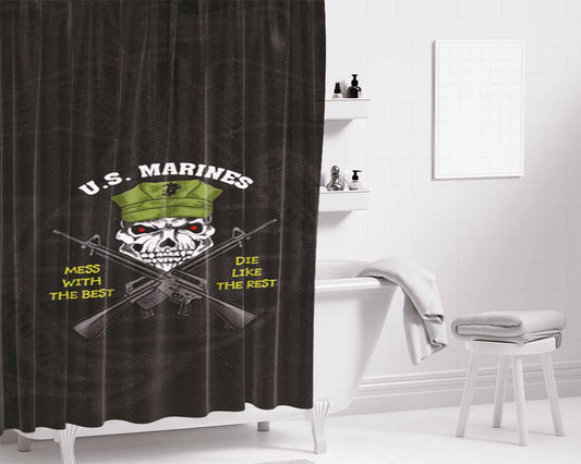 Marines Mess With The Best Bathroom Shower Curtain Fabric Waterproof | 66 X 72 Inch