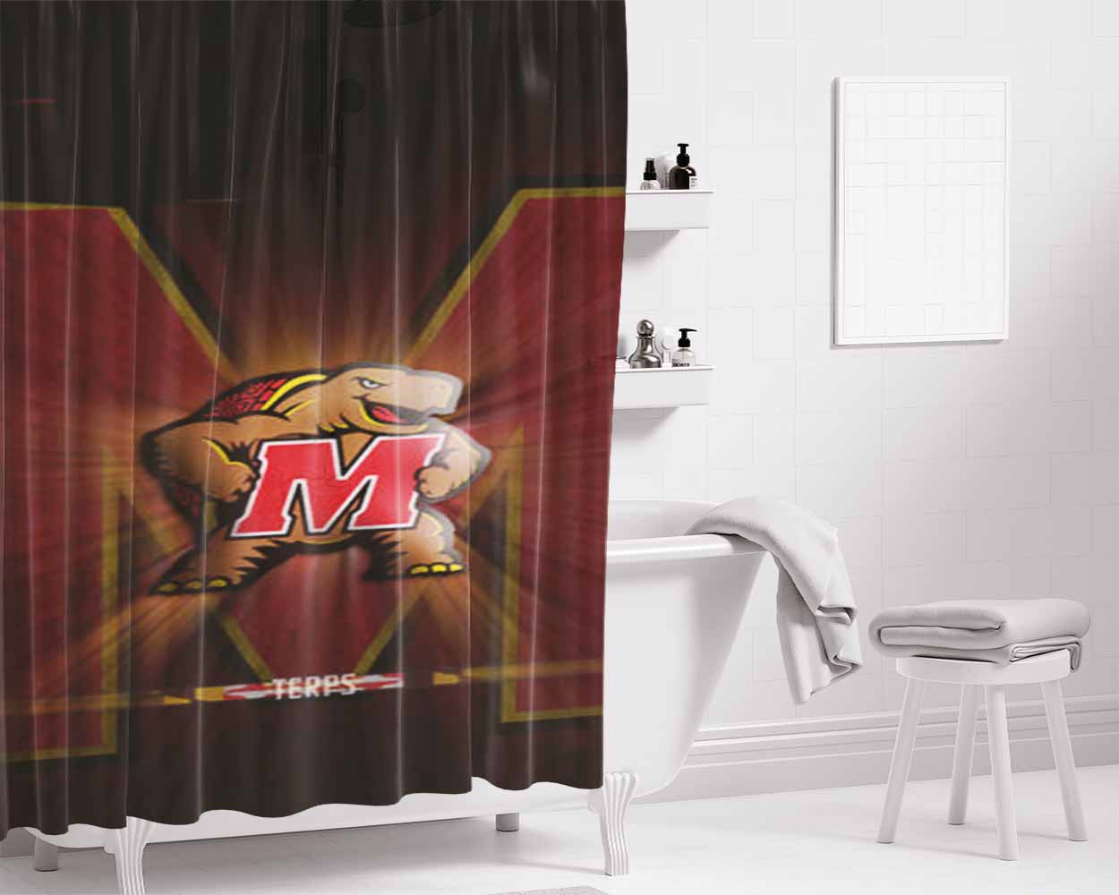 Maryland Terrapins Bathroom Shower Curtain Fabric Waterproof | 66 X 72 Inch