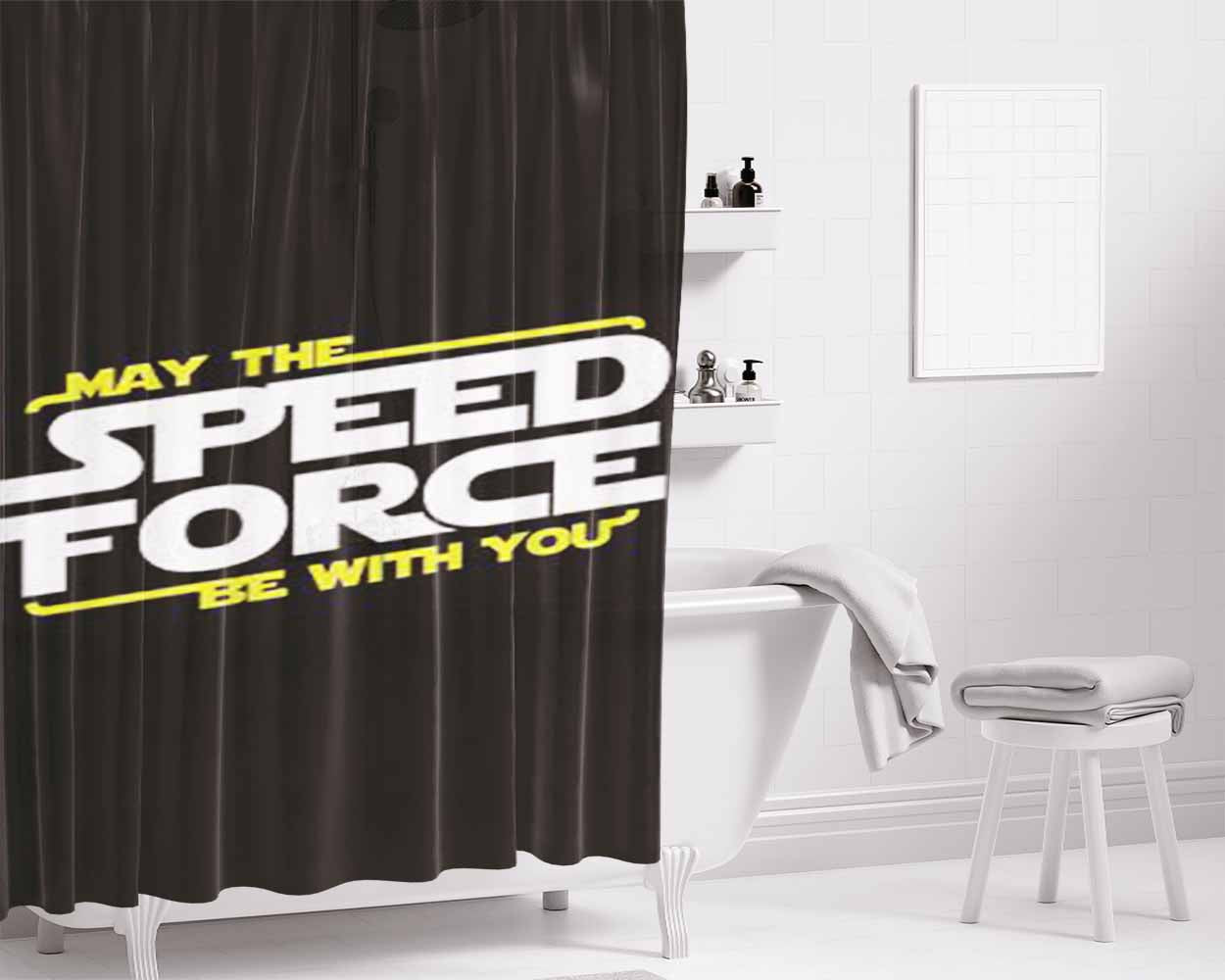 May The Speed Force Bathroom Shower Curtain Fabric Waterproof | 66 X 72 Inch