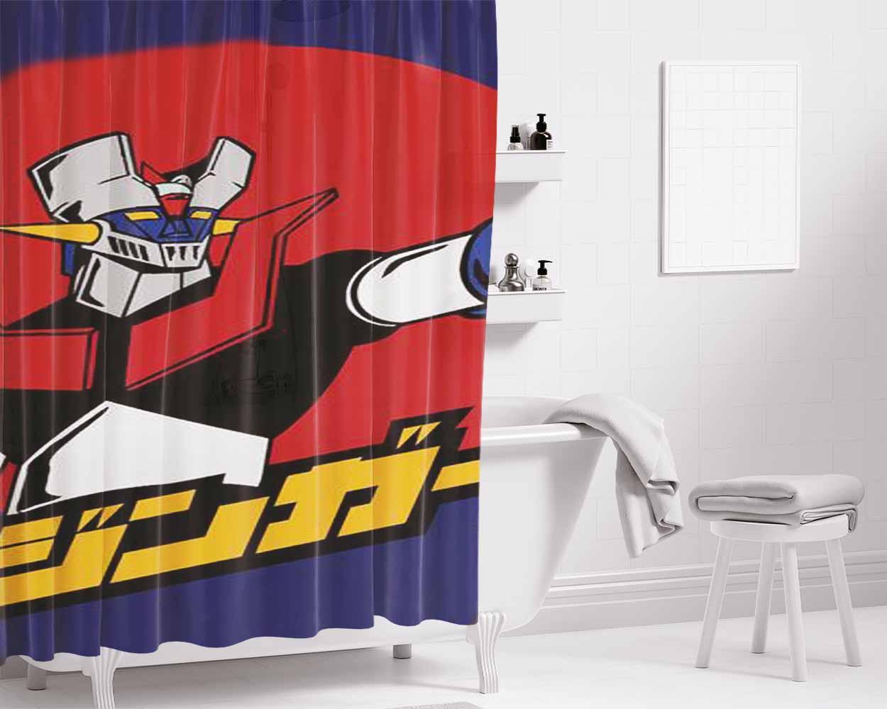 Mazinger Z Bathroom Shower Curtain Fabric Waterproof | 66 X 72 Inch