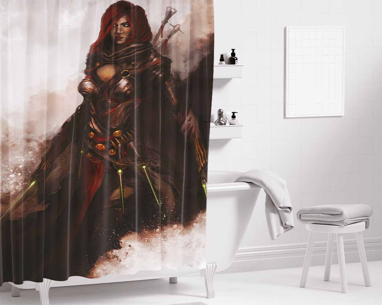 Medieval Black Widow Bathroom Shower Curtain Fabric Waterproof | 66 X 72 Inch