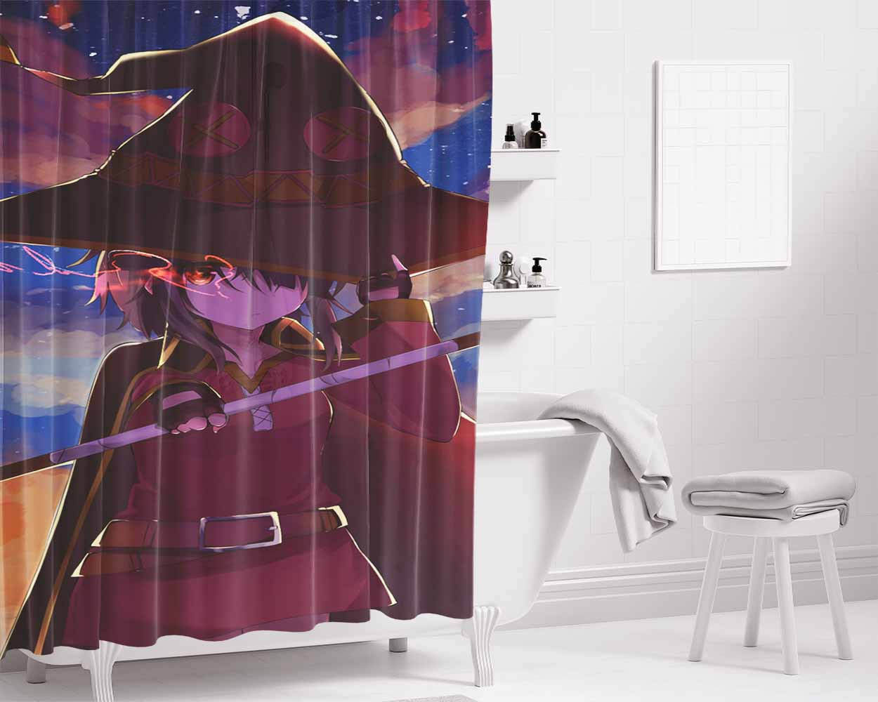 Megumin Konosuba Bathroom Shower Curtain Fabric Waterproof | 66 X 72 Inch