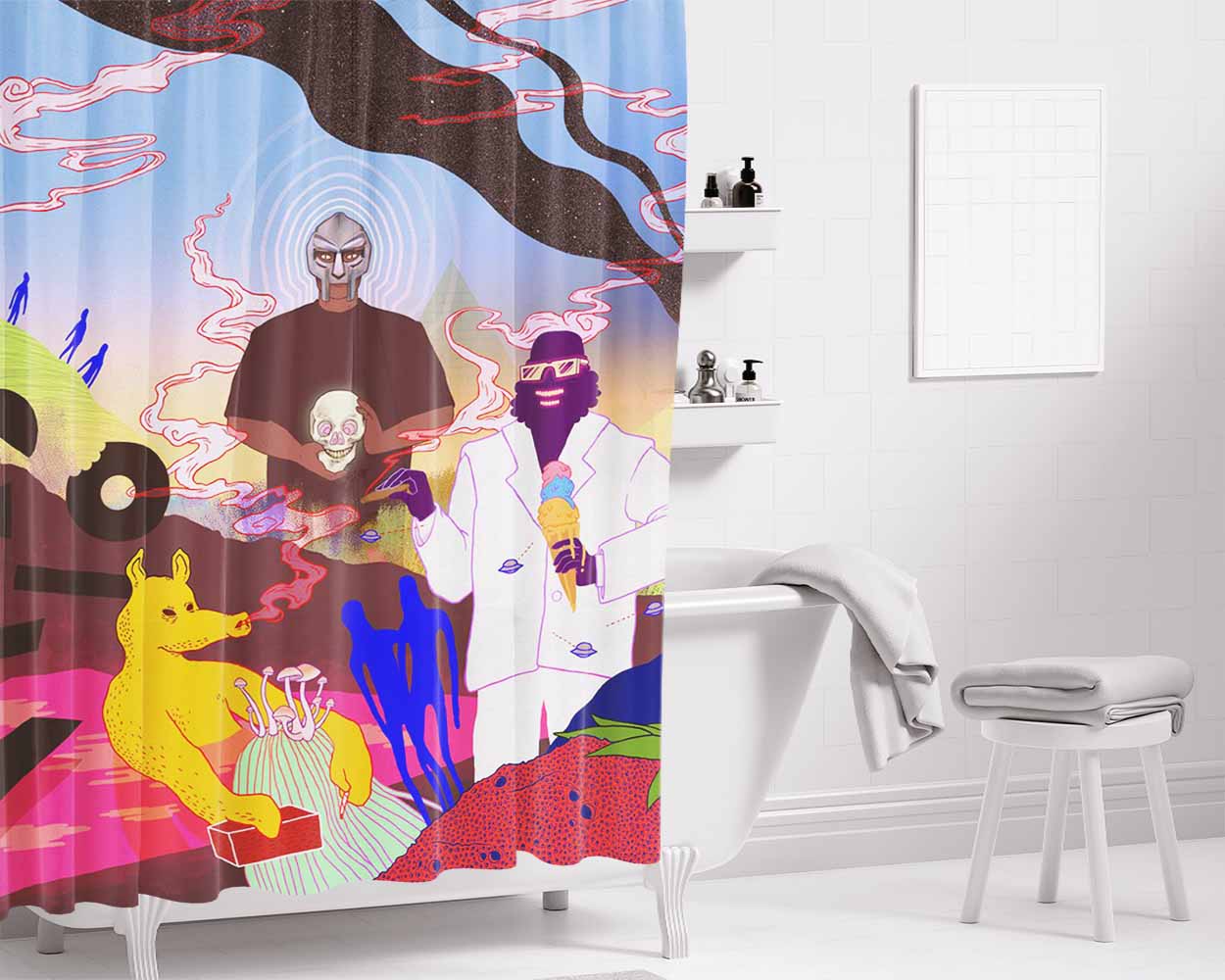 Mf Doom And Madlib Bathroom Shower Curtain Fabric Waterproof | 66 X 72 Inch