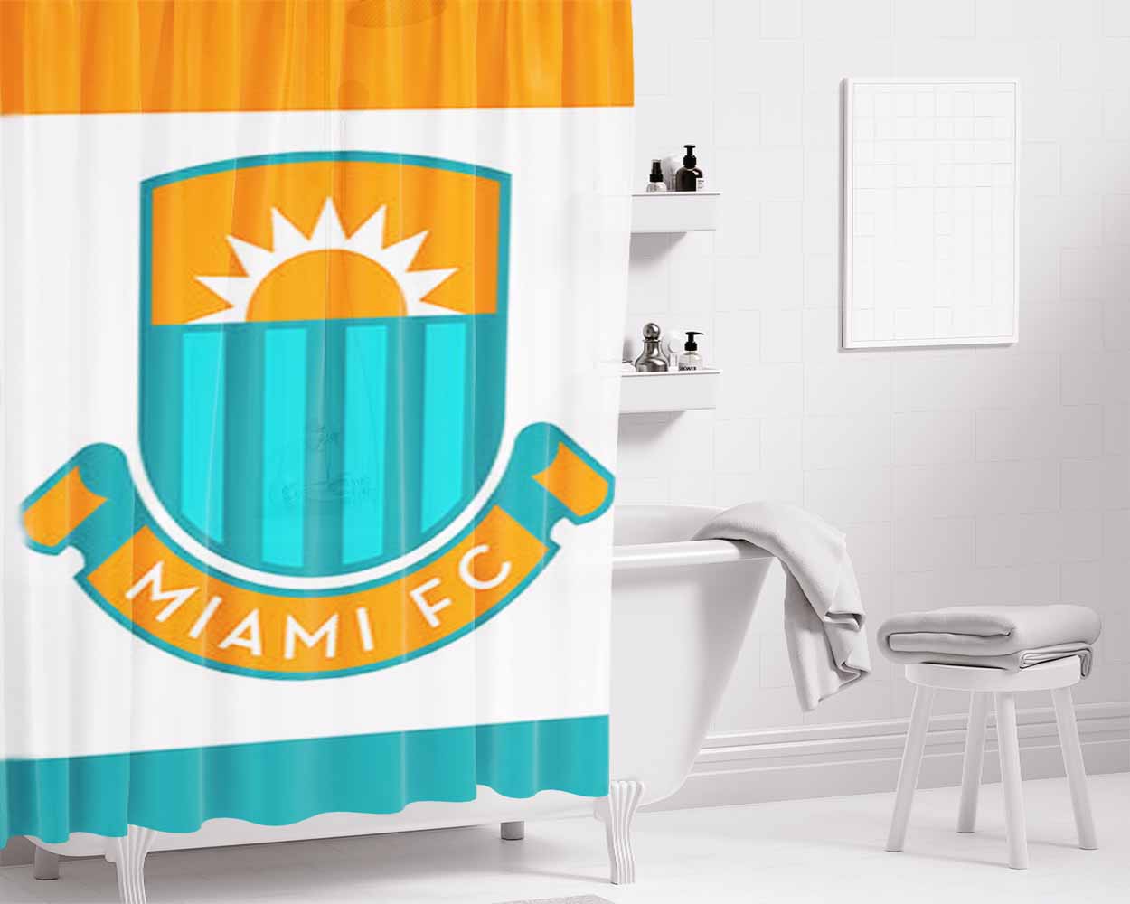 Miami Fc Bathroom Shower Curtain Fabric Waterproof | 66 X 72 Inch