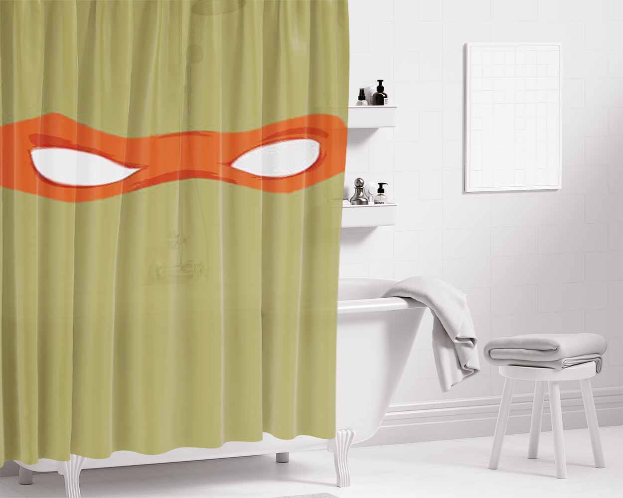 Michelangelo Tmnt Bathroom Shower Curtain Fabric Waterproof | 66 X 72 Inch