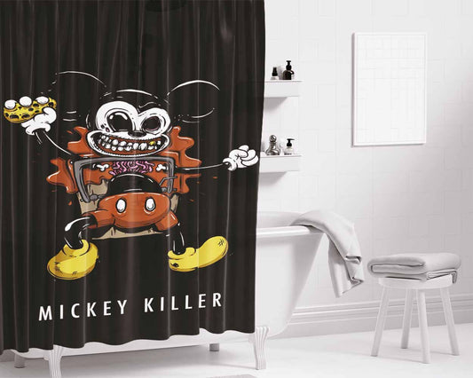 Mickey Killer Choc Bathroom Shower Curtain Fabric Waterproof | 66 X 72 Inch