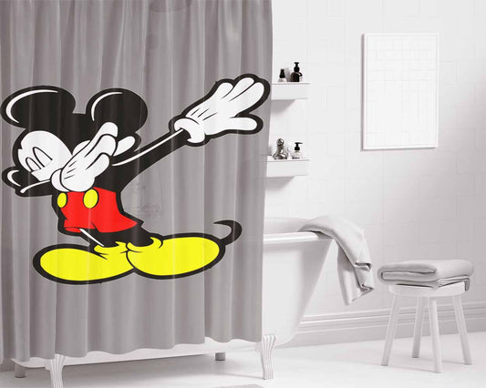 Mickey Mouse Dabbing Bathroom Shower Curtain Fabric Waterproof | 66 X 72 Inch