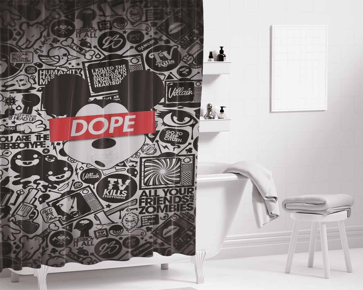 Mickey Mouse Dope Bathroom Shower Curtain Fabric Waterproof | 66 X 72 Inch