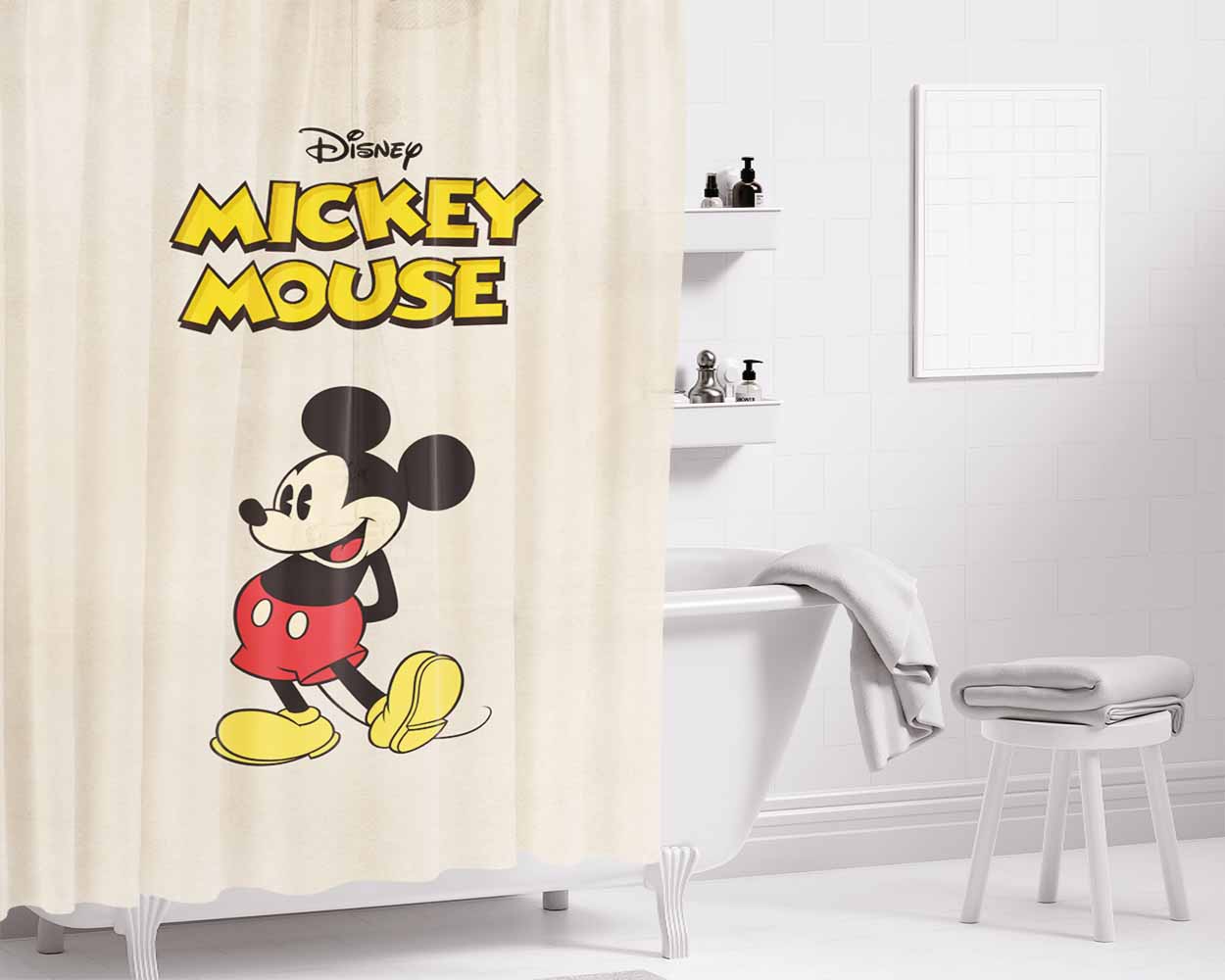 Mickey Mouse Vintage S Bathroom Shower Curtain Fabric Waterproof | 66 X 72 Inch