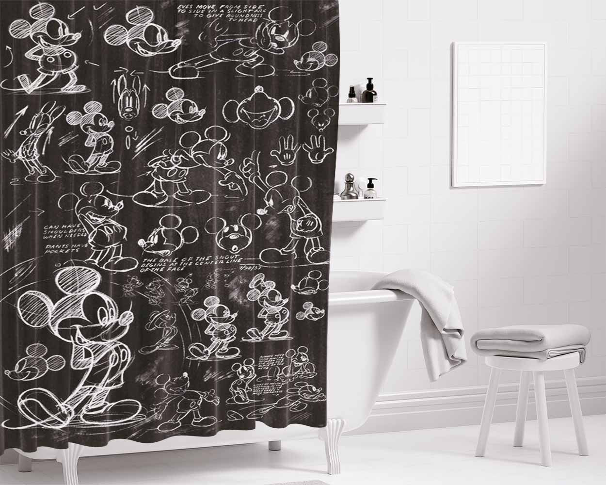 Mickey Mouse Bathroom Shower Curtain Fabric Waterproof | 66 X 72 Inch