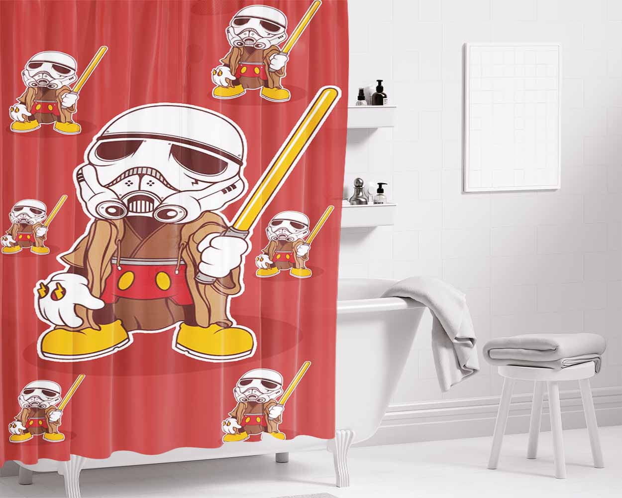 Mickey Wars Pa Bathroom Shower Curtain Fabric Waterproof | 66 X 72 Inch