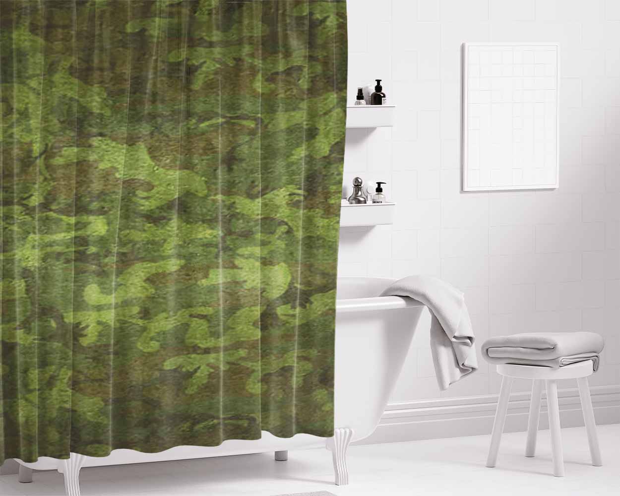 Military Camouflage Patterns Bathroom Shower Curtain Fabric Waterproof | 66 X 72 Inch