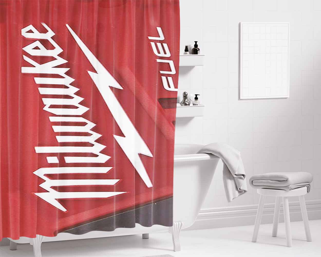 Milwaukee Tool Fuel Bathroom Shower Curtain Fabric Waterproof | 66 X 72 Inch