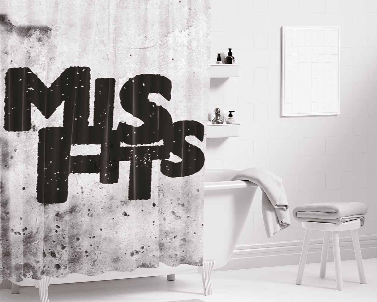 Misfits Alphabet Bathroom Shower Curtain Fabric Waterproof | 66 X 72 Inch
