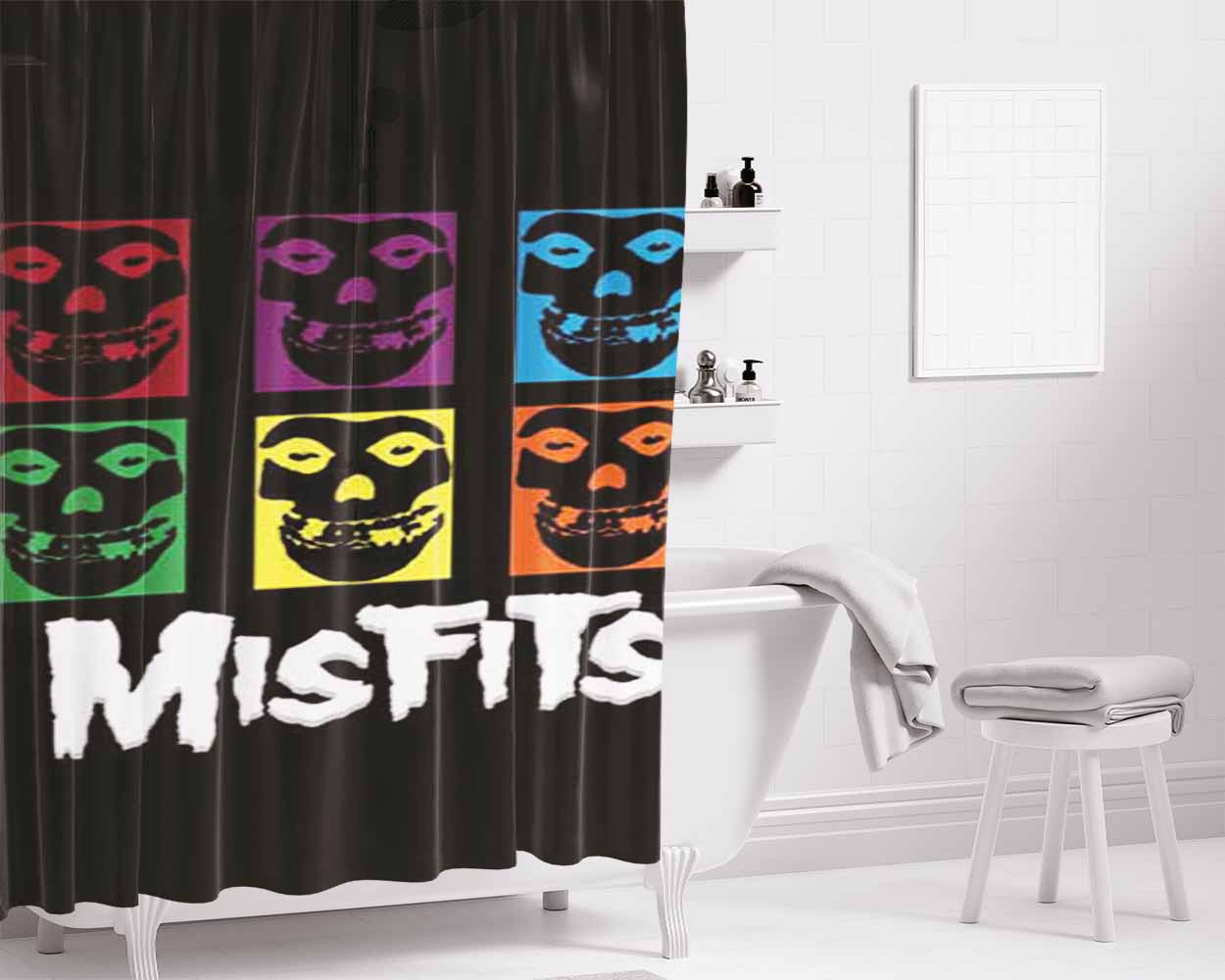 Misfits Warhol Look Bathroom Shower Curtain Fabric Waterproof | 66 X 72 Inch