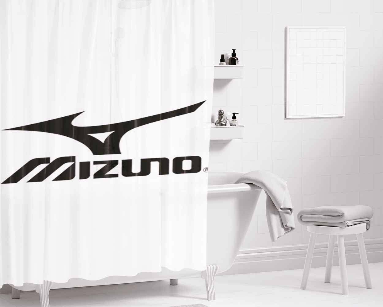 Mizuno Black Bathroom Shower Curtain Fabric Waterproof | 66 X 72 Inch