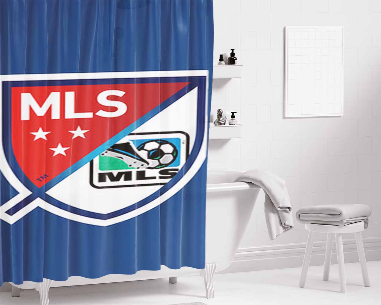 Mls Logo Blue Bathroom Shower Curtain Fabric Waterproof | 66 X 72 Inch