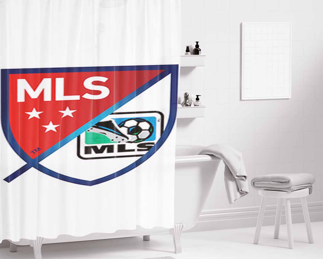 Mls Logo White Bathroom Shower Curtain Fabric Waterproof | 66 X 72 Inch