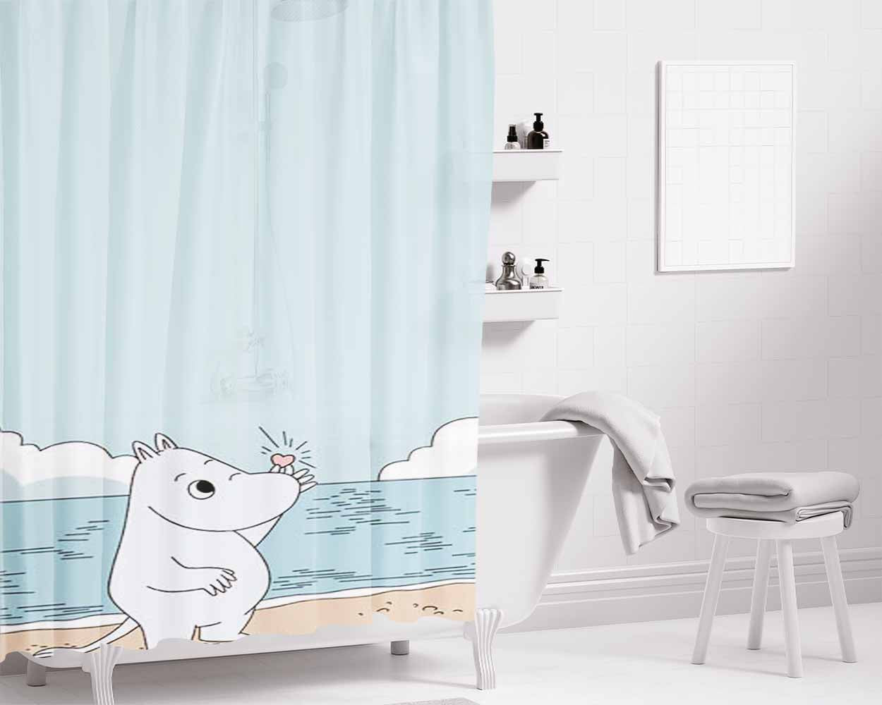 Moomin Bathroom Shower Curtain Fabric Waterproof | 66 X 72 Inch