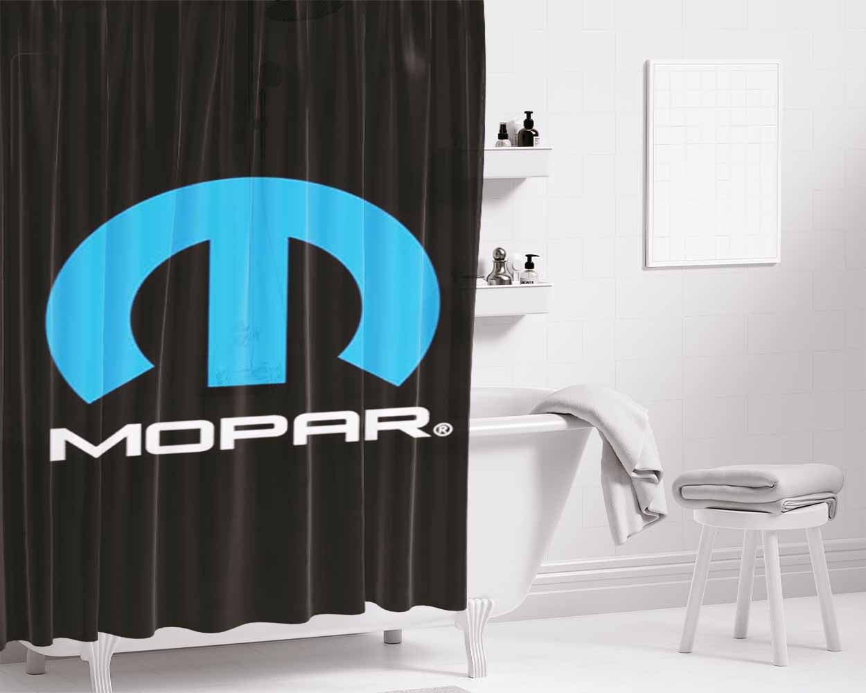 Mopar Logo Bathroom Shower Curtain Fabric Waterproof | 66 X 72 Inch