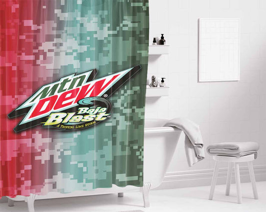 Mtn Dew Baja Blast Army Camo Bathroom Shower Curtain Fabric Waterproof | 66 X 72 Inch