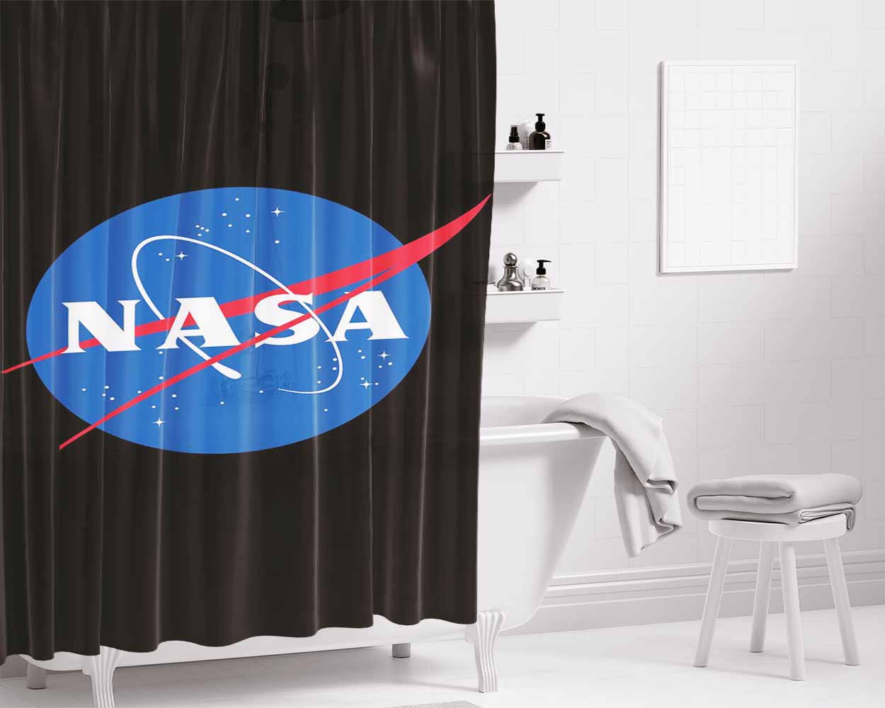 Nasa Bathroom Shower Curtain Fabric Waterproof | 66 X 72 Inch