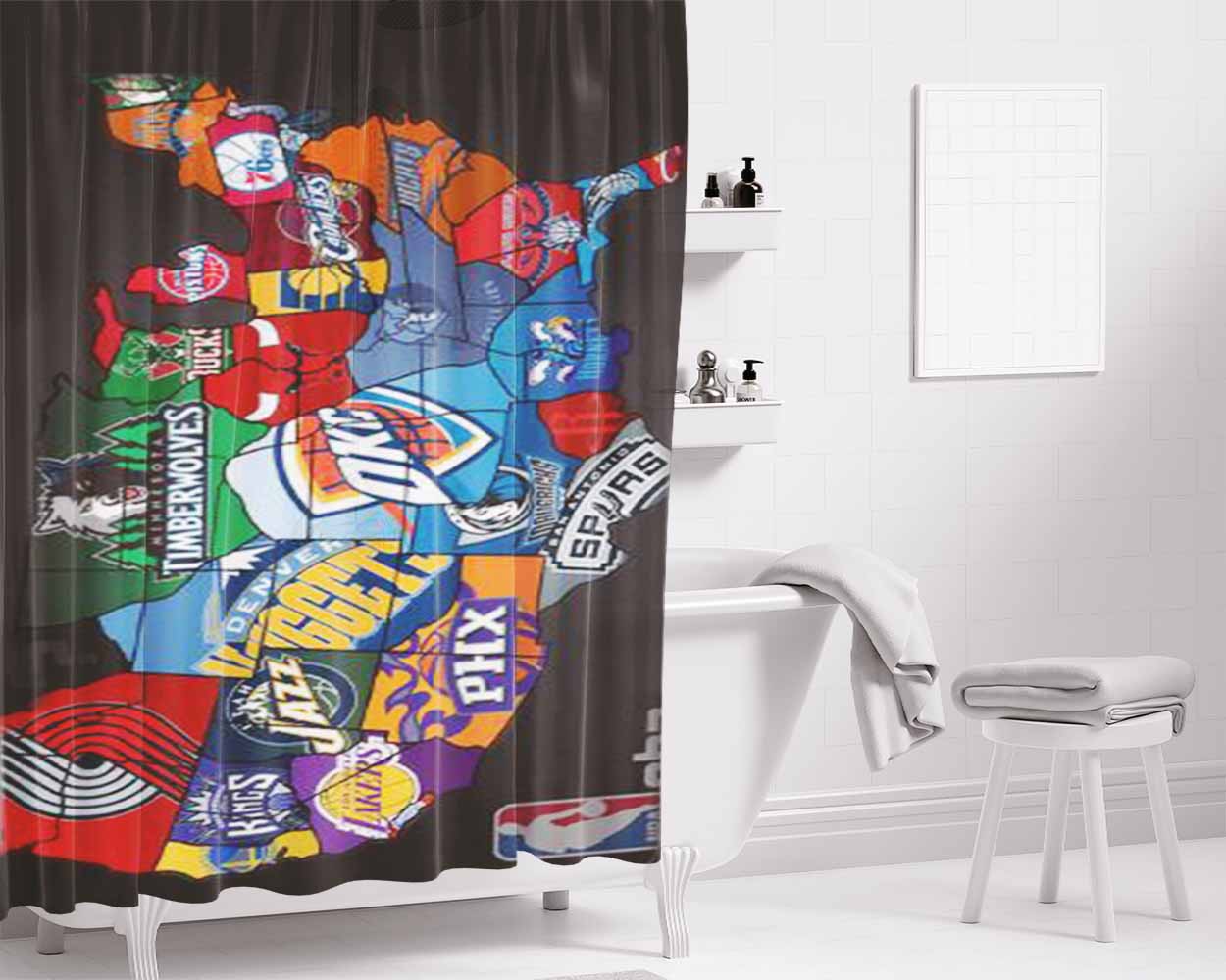 Nation League Bathroom Shower Curtain Fabric Waterproof | 66 X 72 Inch