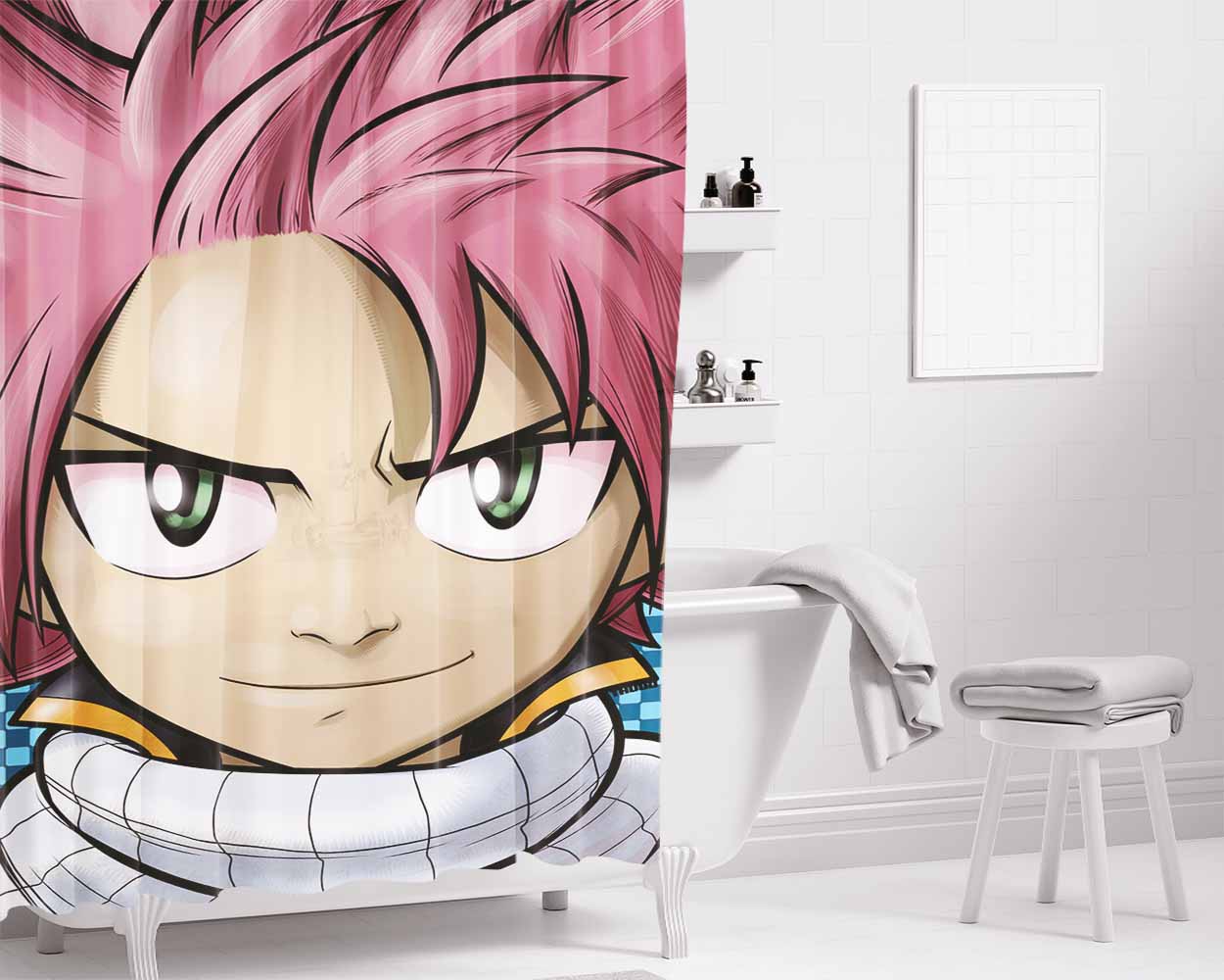 Natsu Fairytail Bathroom Shower Curtain Fabric Waterproof | 66 X 72 Inch