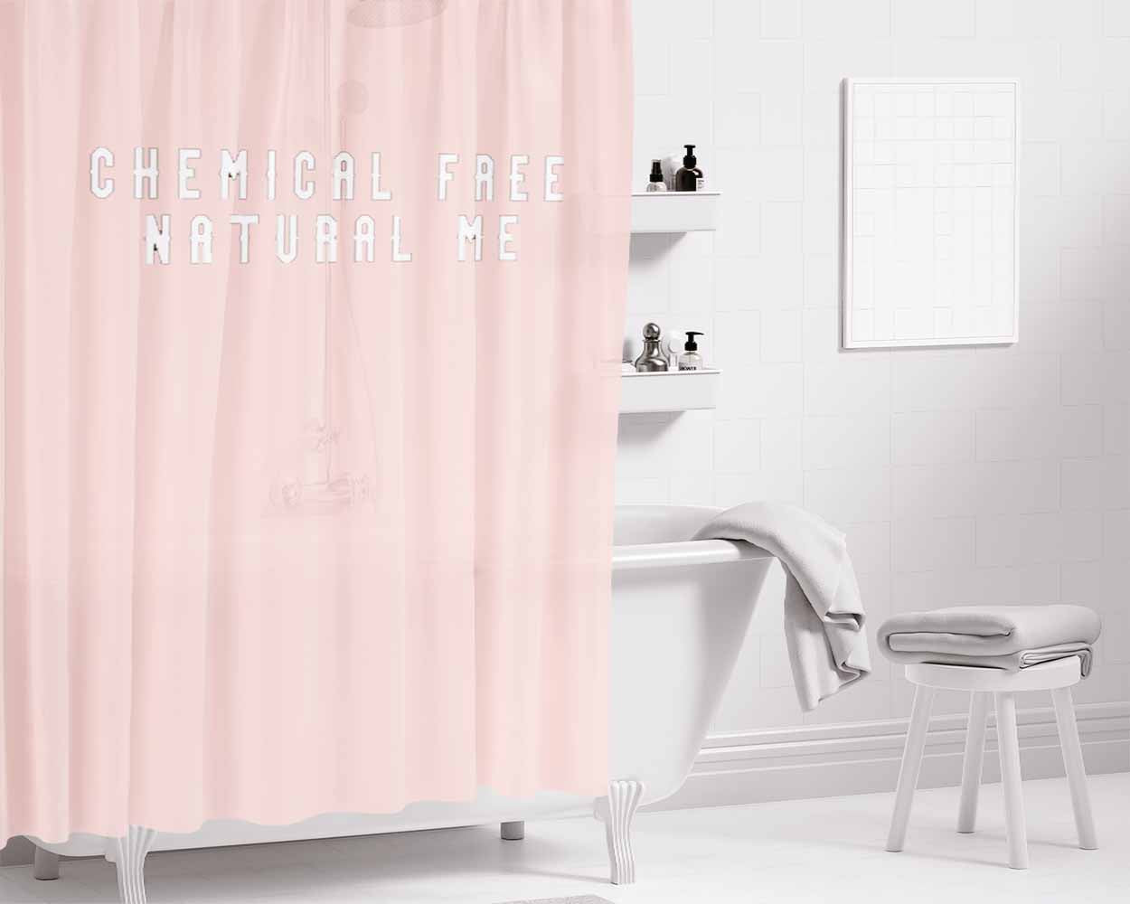 Natural Hair Chemical Free Naturally Me Pink Bathroom Shower Curtain Fabric Waterproof | 66 X 72 Inch