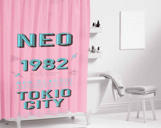 Neo 1982 Bathroom Shower Curtain Fabric Waterproof | 66 X 72 Inch